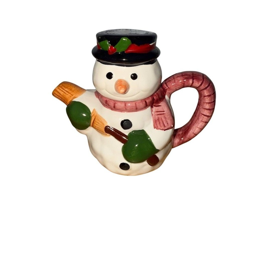 Vintage World Bazaar Snowman Teapot Hand-Painted Collectible 1990s Ceramic - Picture 1 of 6